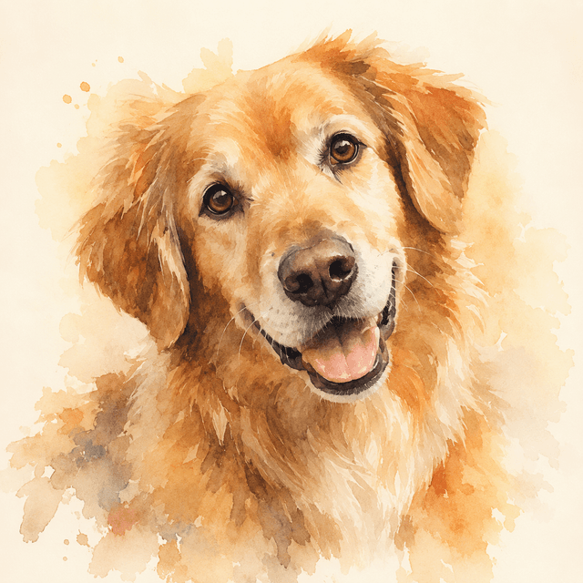 Watercolour pet portrait style